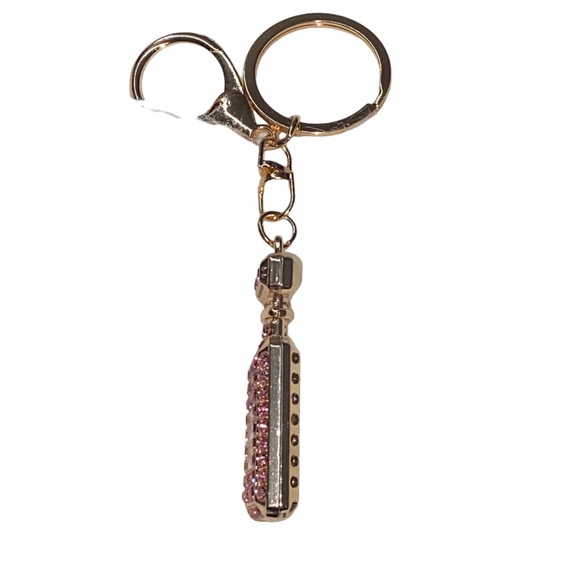 ✨NEW✨ 2 Crystal Pink White Faux Diamond Parfum Bottles Glam Charm Keychains Set - Picture 6 of 10